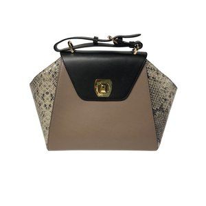 Like New Alberta Di Canio Womens Handbag Satchel Snakeskin Handle Strap Leather